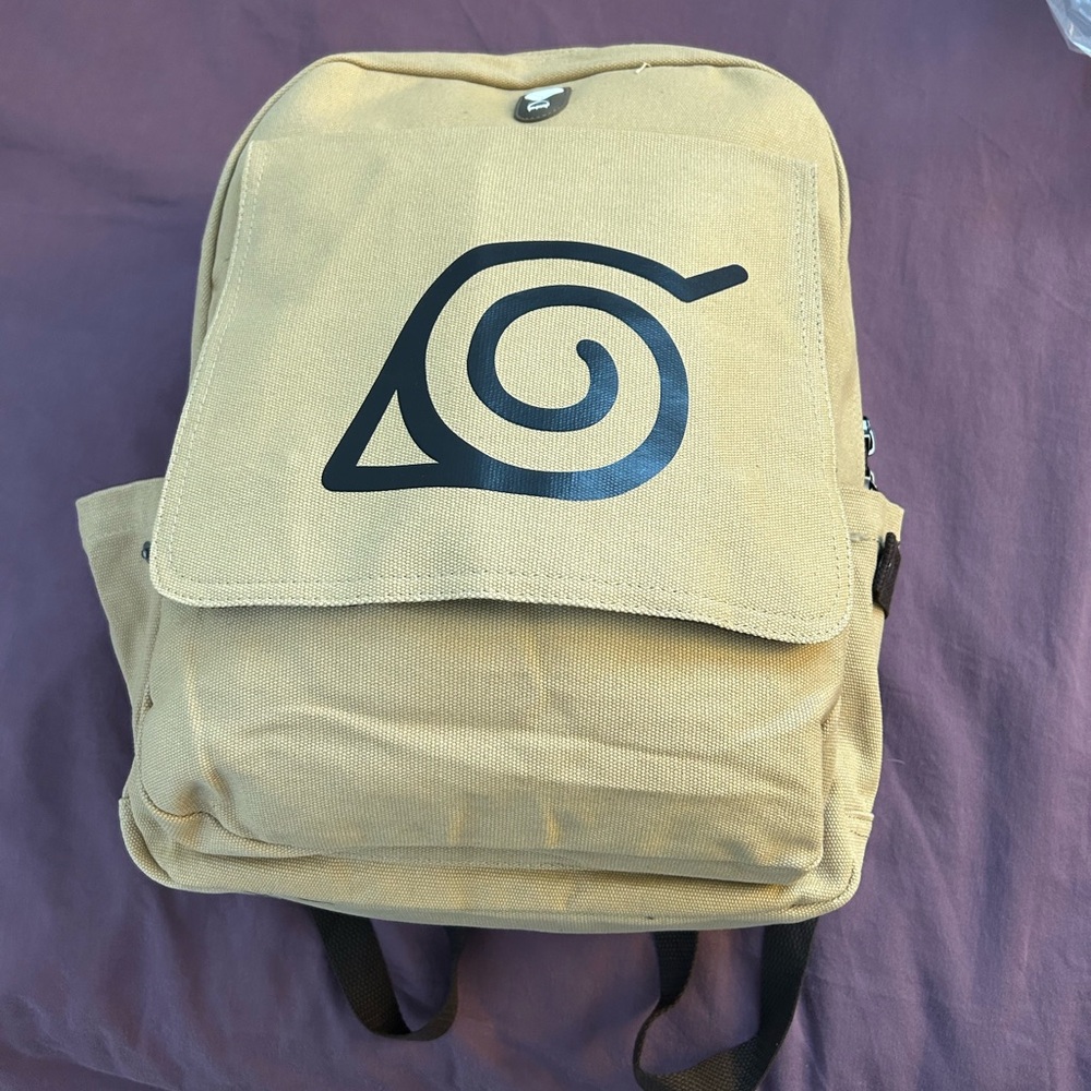 Japanese Konoha symbol, hidden leaf, Naruto Tan Backpack